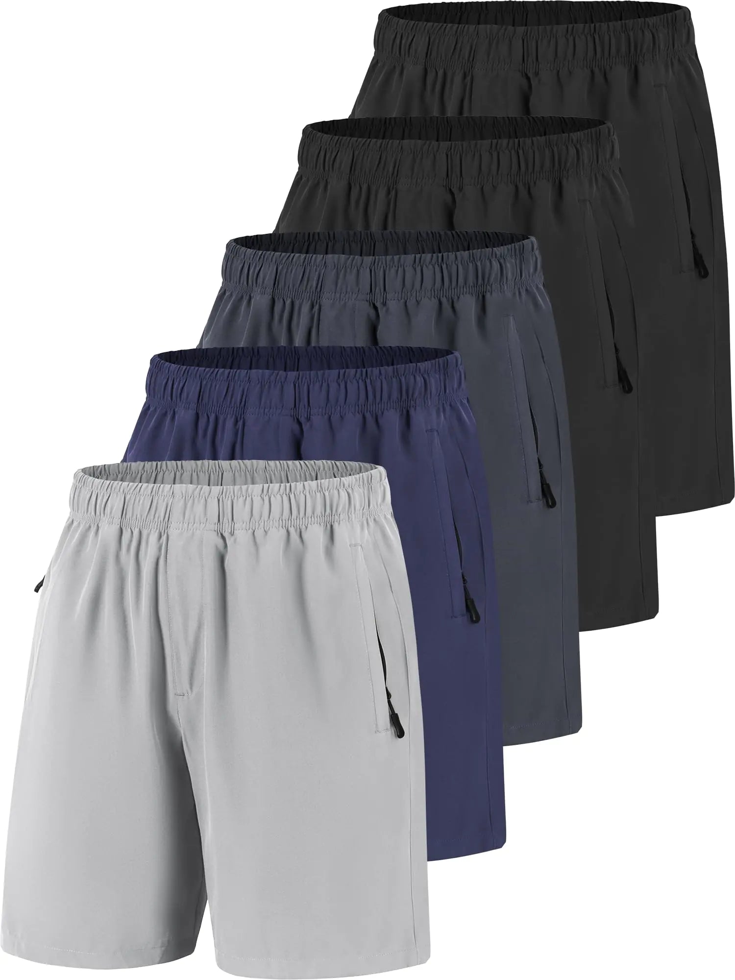 POVWVPY Men Running Athletic Shorts Quick Dry 7 inch Inseam Gym Workout Men Shorts with Deep Pocket & Zipper