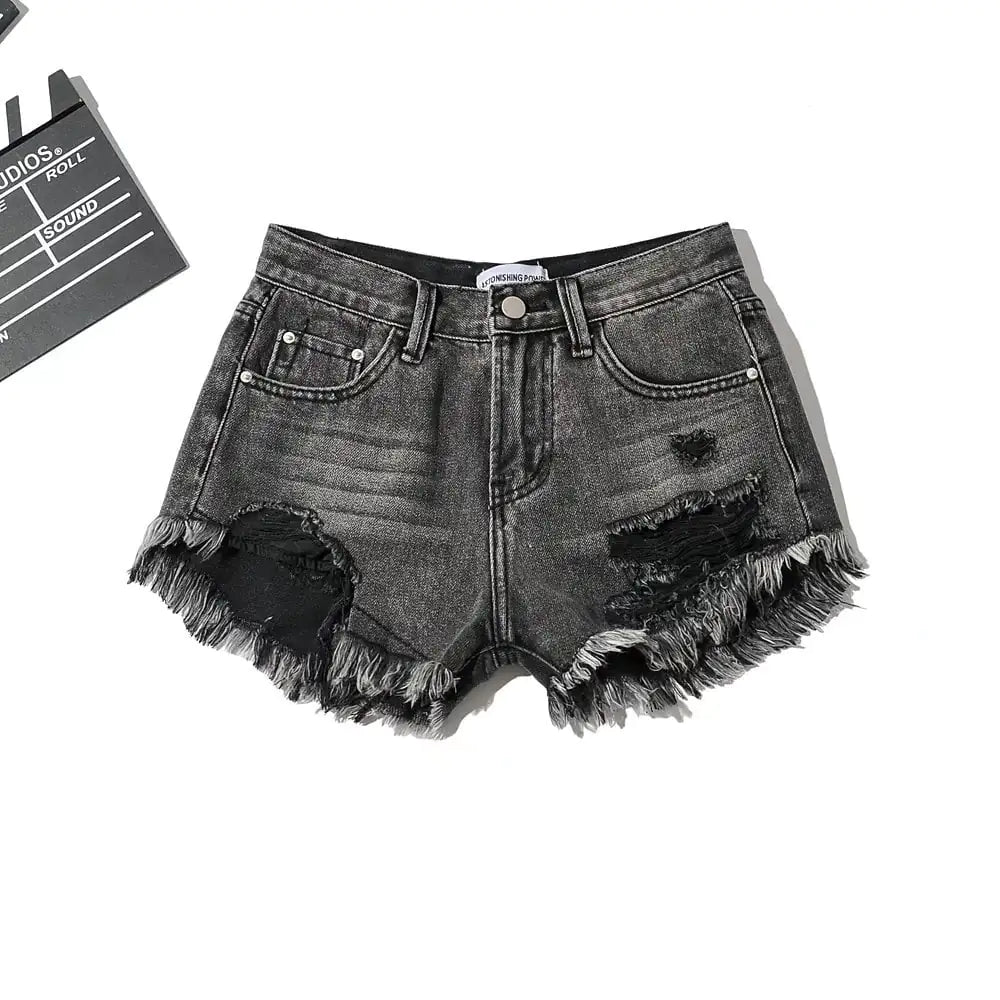 Women's Low Waist Fringe Denim Shorts