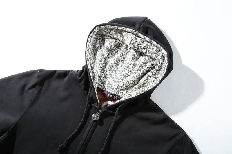 Embroidered Dragon Pattern Hoodie for Men