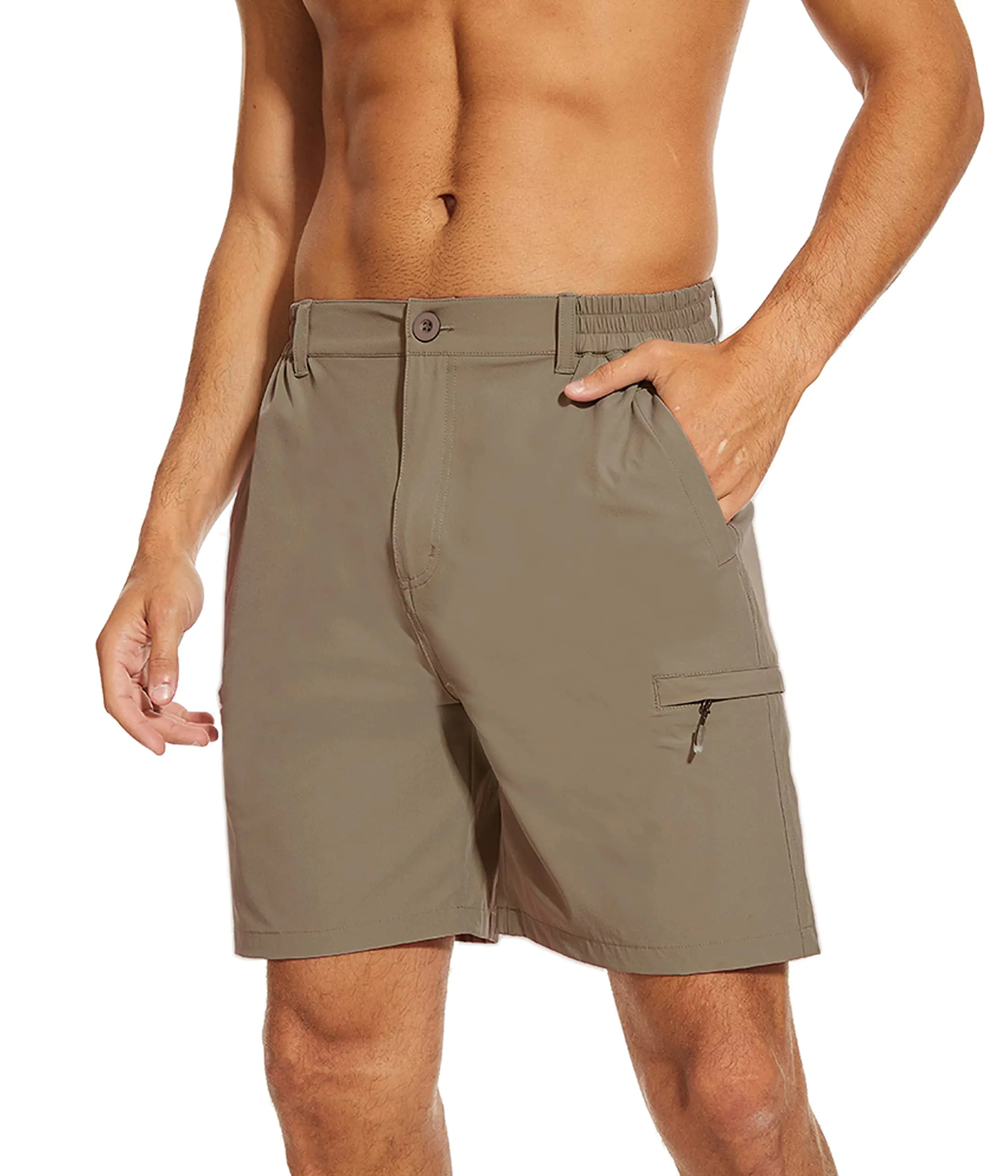 NATUVENIX Hiking Shorts Men Quick-Dry Fishing Shorts for Men Lightweight Stretch Work Shorts Causal Travel Dark Khaki