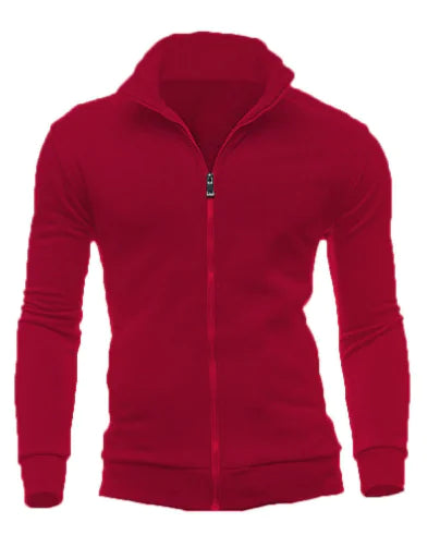 New Zip-Up Hoodie Jacket for Men, Solid Color