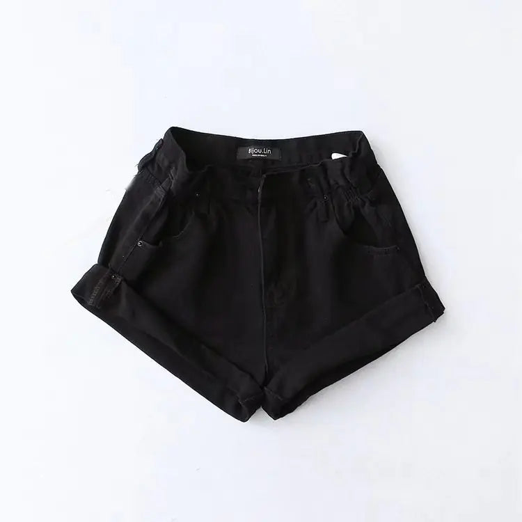 Women's Five-Color Elastic Waist Denim Shorts