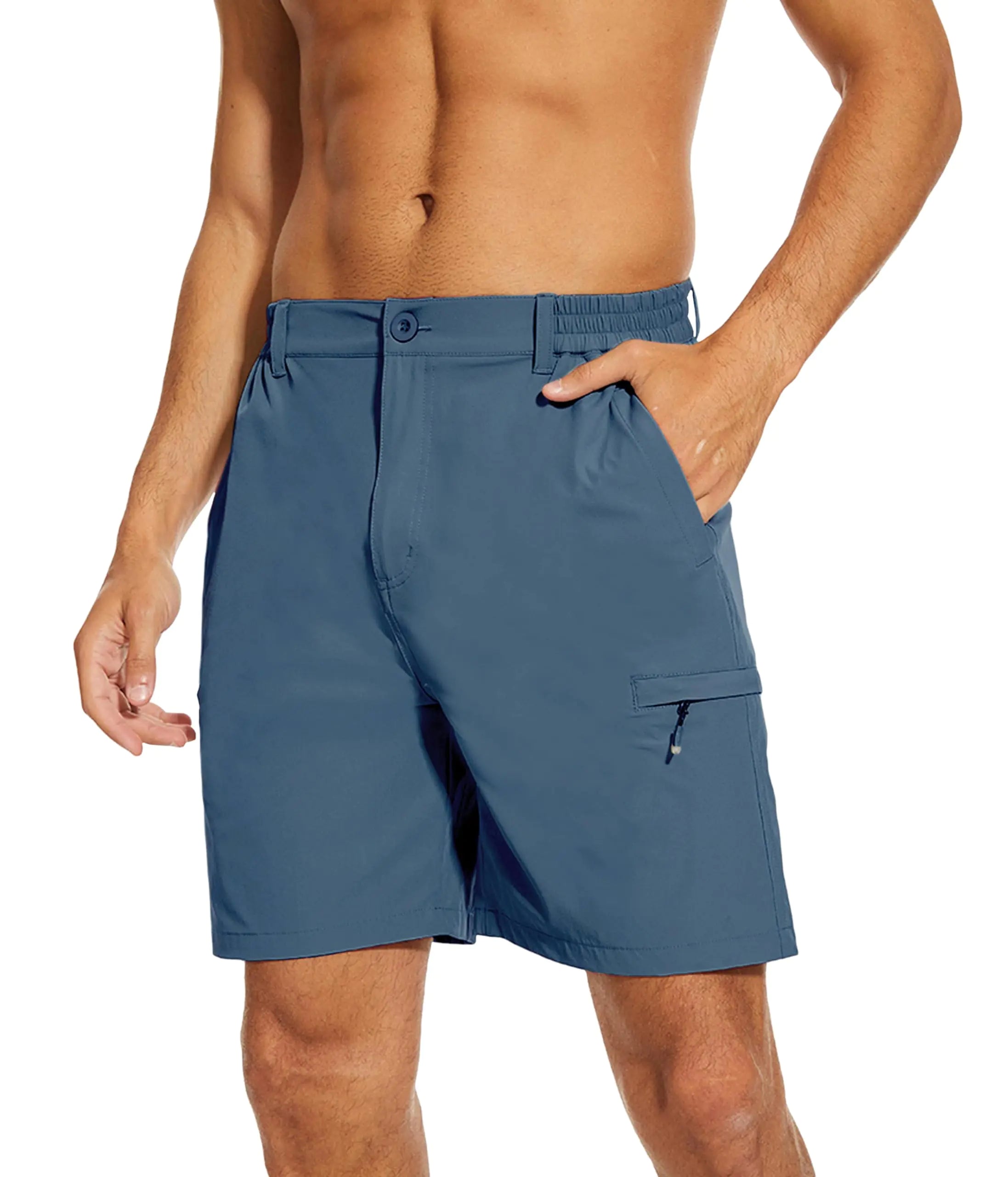 NATUVENIX Hiking Shorts Men Quick-Dry Fishing Shorts for Men Lightweight Stretch Work Shorts Causal Travel Dark Khaki