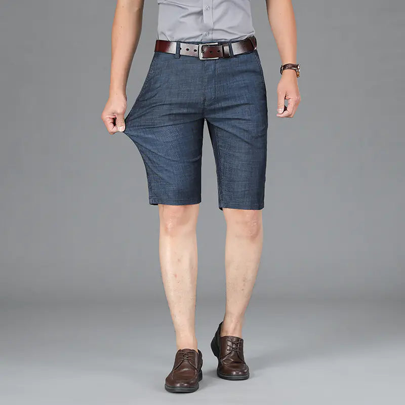 Men's Business Loose Fit Tencel Denim Shorts
