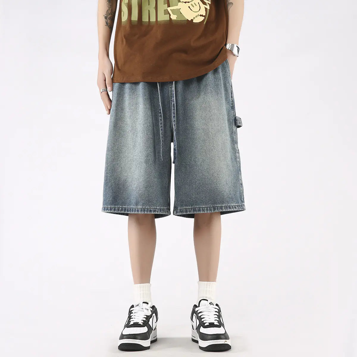 Men's Casual Loose Fit Large Size Denim Shorts