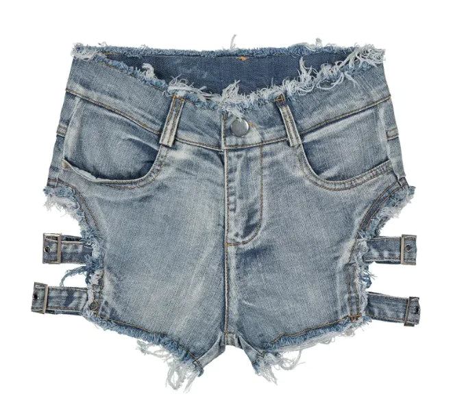 Women's High Waist Distressed Denim Shorts