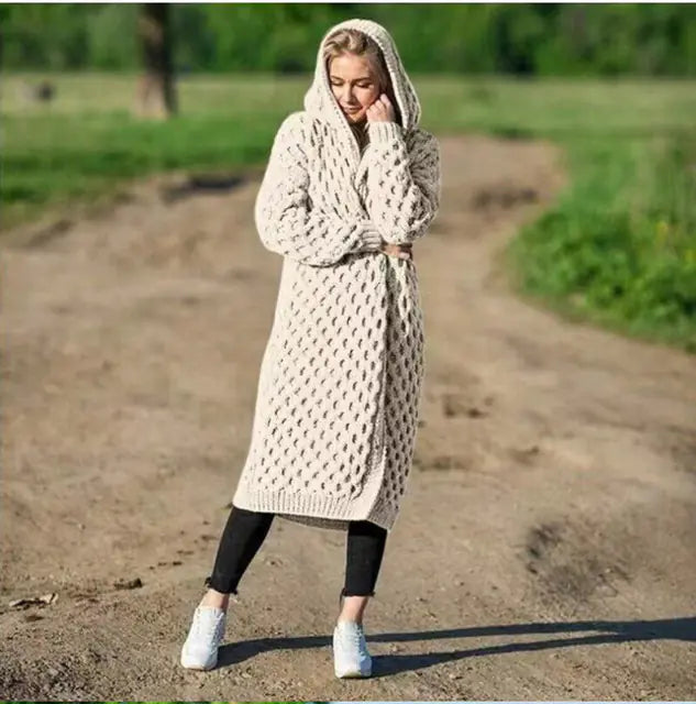 Oversized Knitted Cardigan and Hoodie for Women