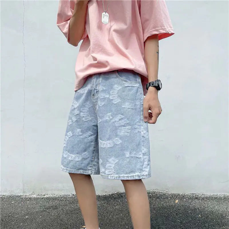 2023 Men's Korean Style Loose Denim Shorts
