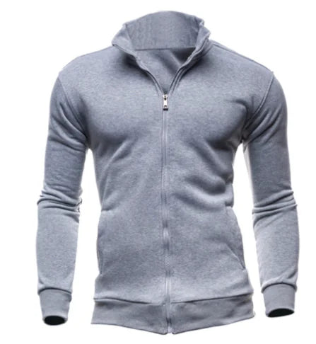 New Zip-Up Hoodie Jacket for Men, Solid Color