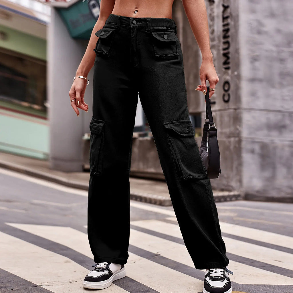 Casual Women's Jeans with Multi-pocket Design