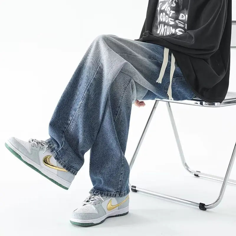 Gradient Men's Jeans - American Retro Washed Fashion