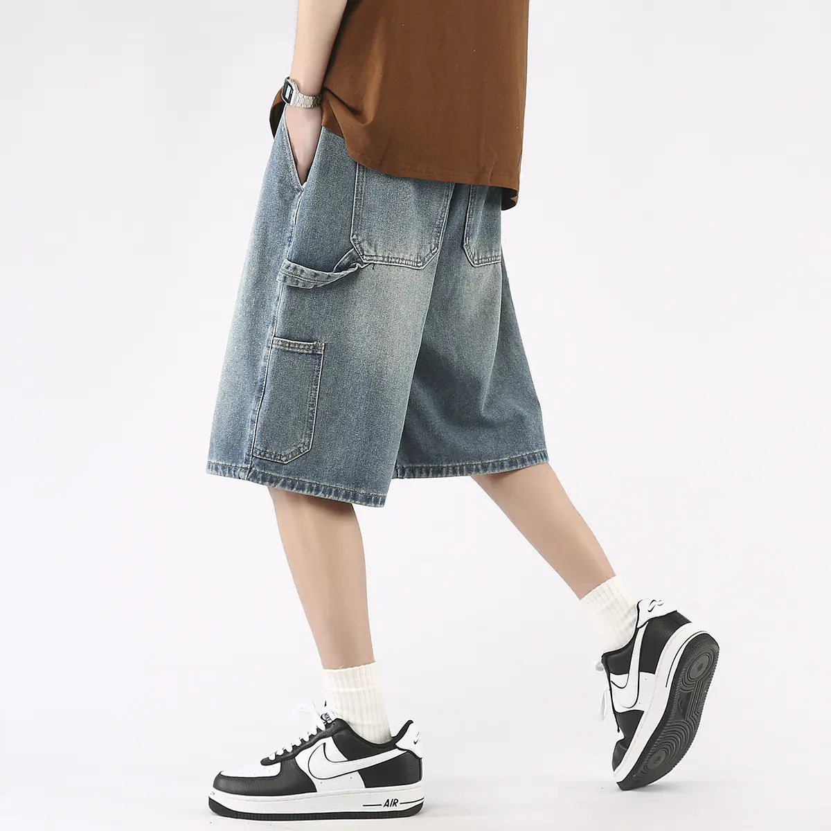 Men's Casual Loose Fit Large Size Denim Shorts