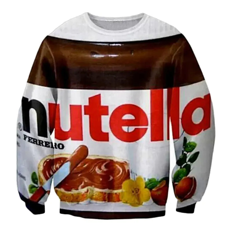 Cartoon Nutella 3D Print Long Sleeve Hoodie for Men