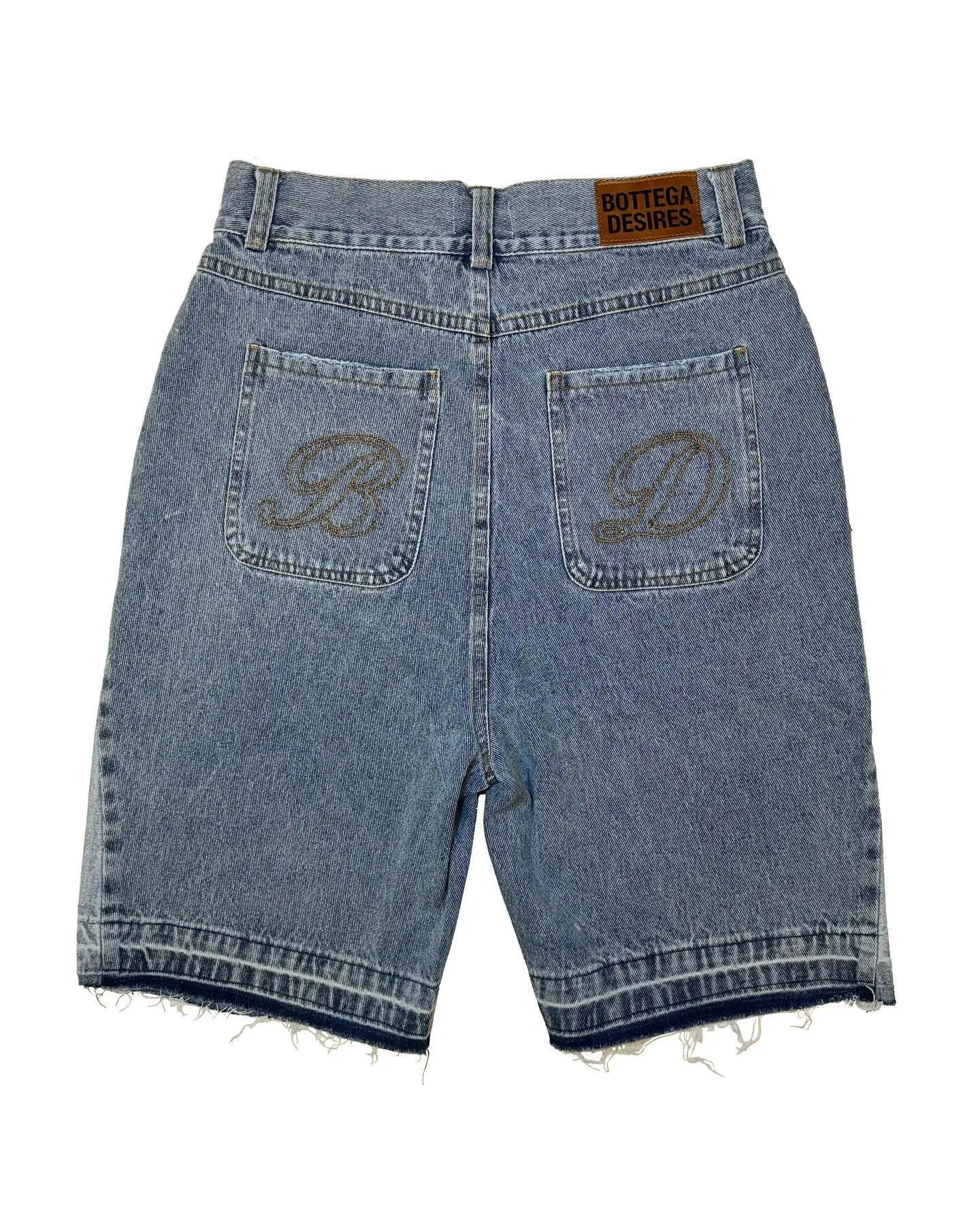 Men's Retro Alphabet Print Loose Denim Shorts