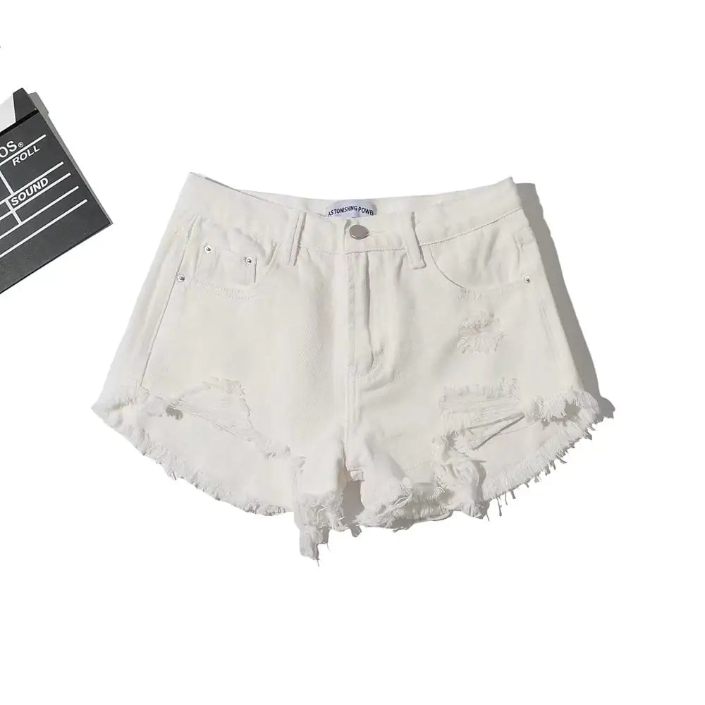 Women's Low Waist Fringe Denim Shorts
