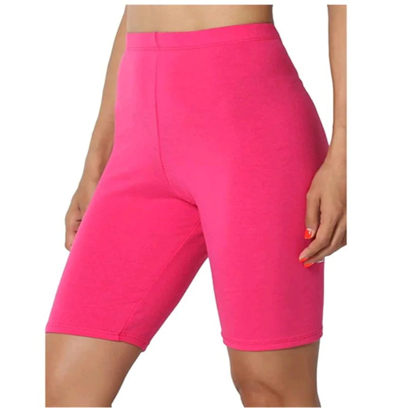 Women's Black Cotton Biker Shorts
