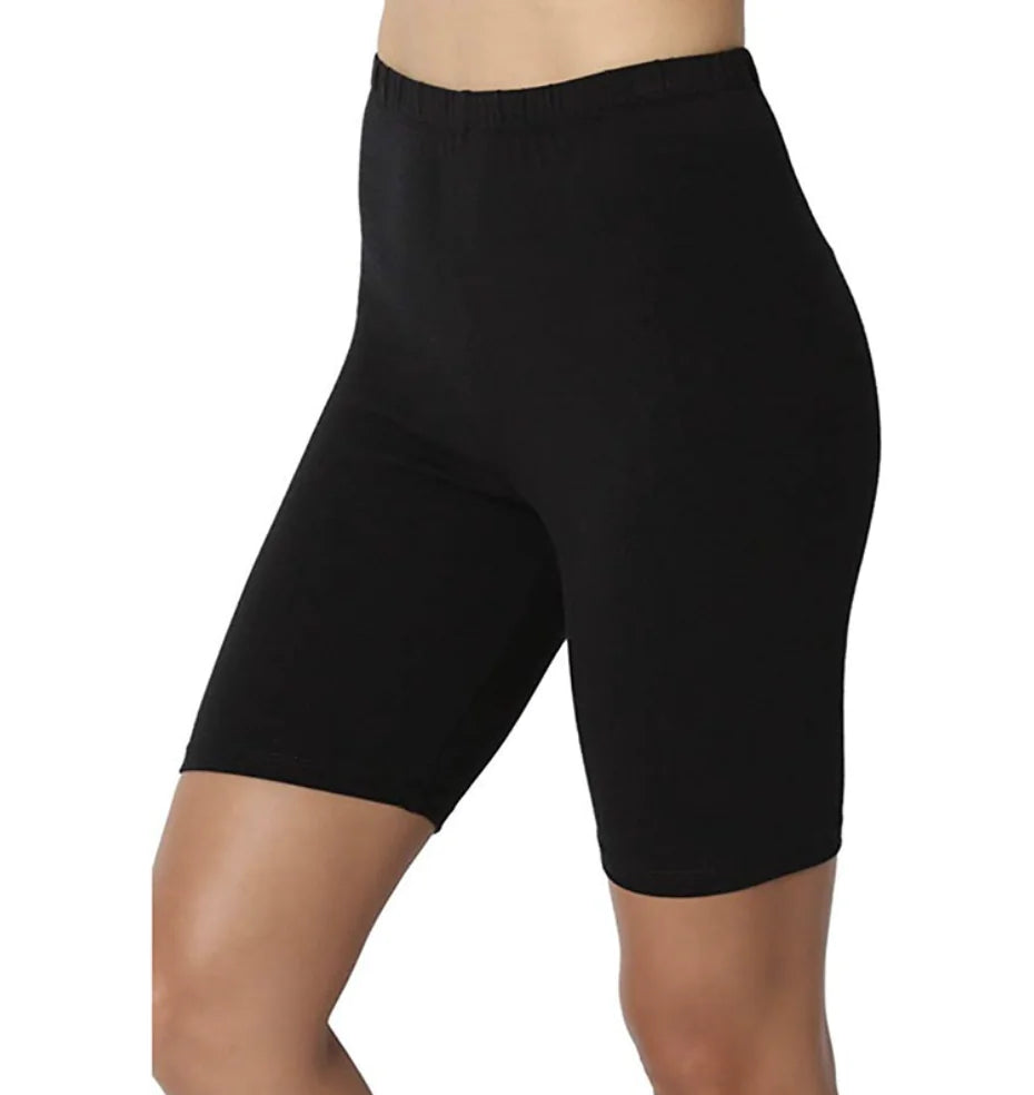 Women's Black Cotton Biker Shorts