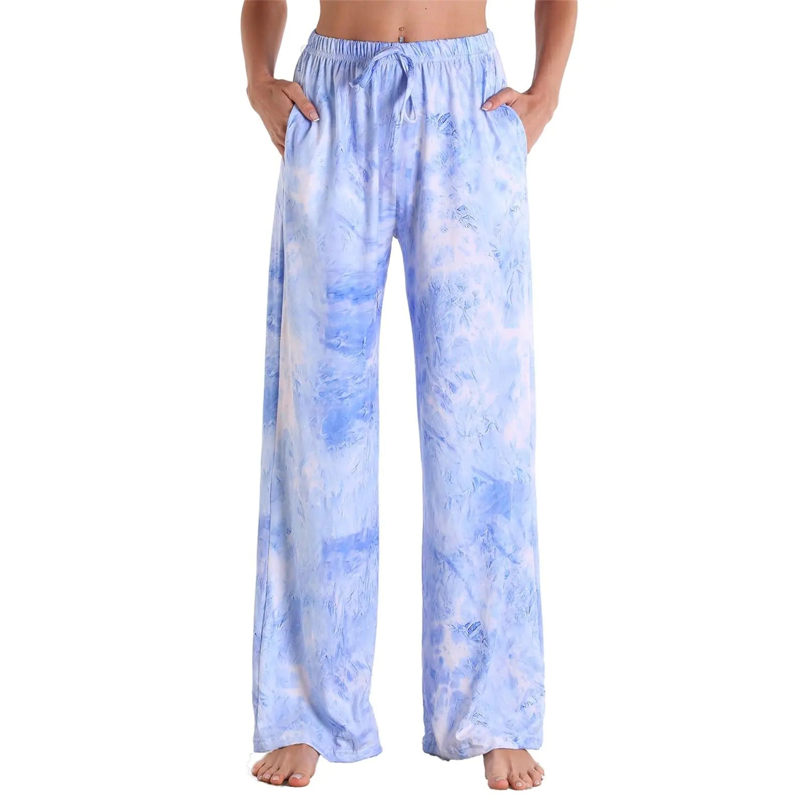 PUTEARDAT Flash Deals of The Day Clearance Pajamas for Women SetPajamas Pants for Women Soft Loose Plaid Pants Stretchy Lounge Sleep Bottom Pants Stretchy Pants for Women Work(BlueL)