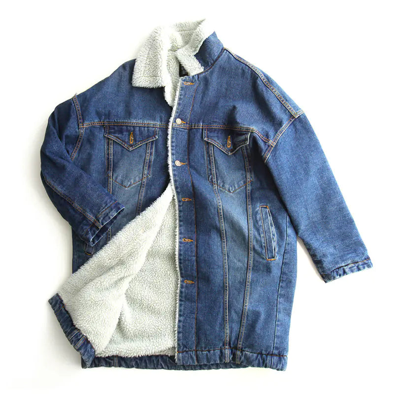 Mid-Length Cotton Jacket, Denim Cotton Jacket