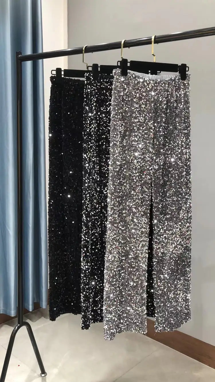 Sequined Wide Leg Pants for Women