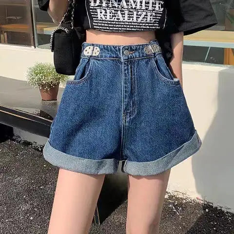 Women's Retro Loose Curly Denim Shorts