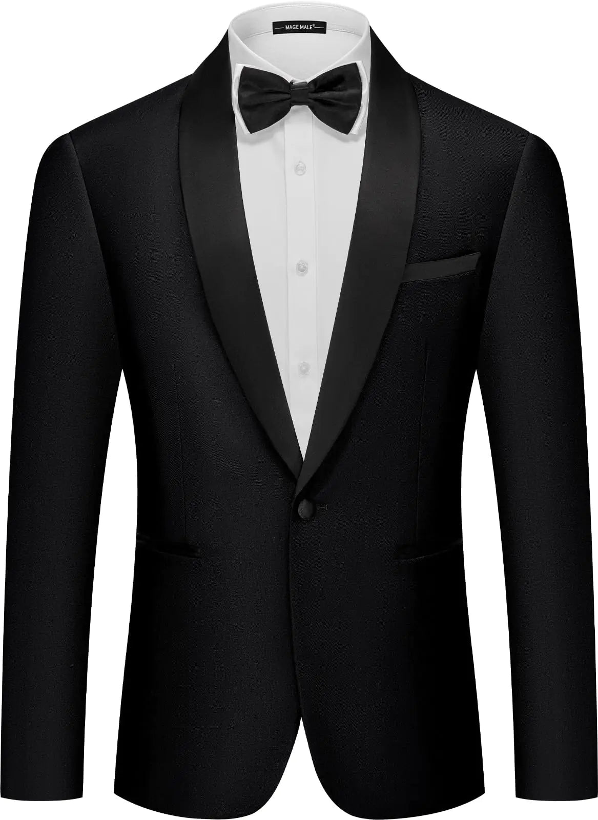 MAGE MALE Mens Tuxedo Jacket Shawl Lapel Suit Jacket Slim Fit Blazer Jacket for DinnerPromWedding Black