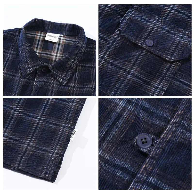 Vintage Corduroy Short Sleeve Shirts for Men and Women