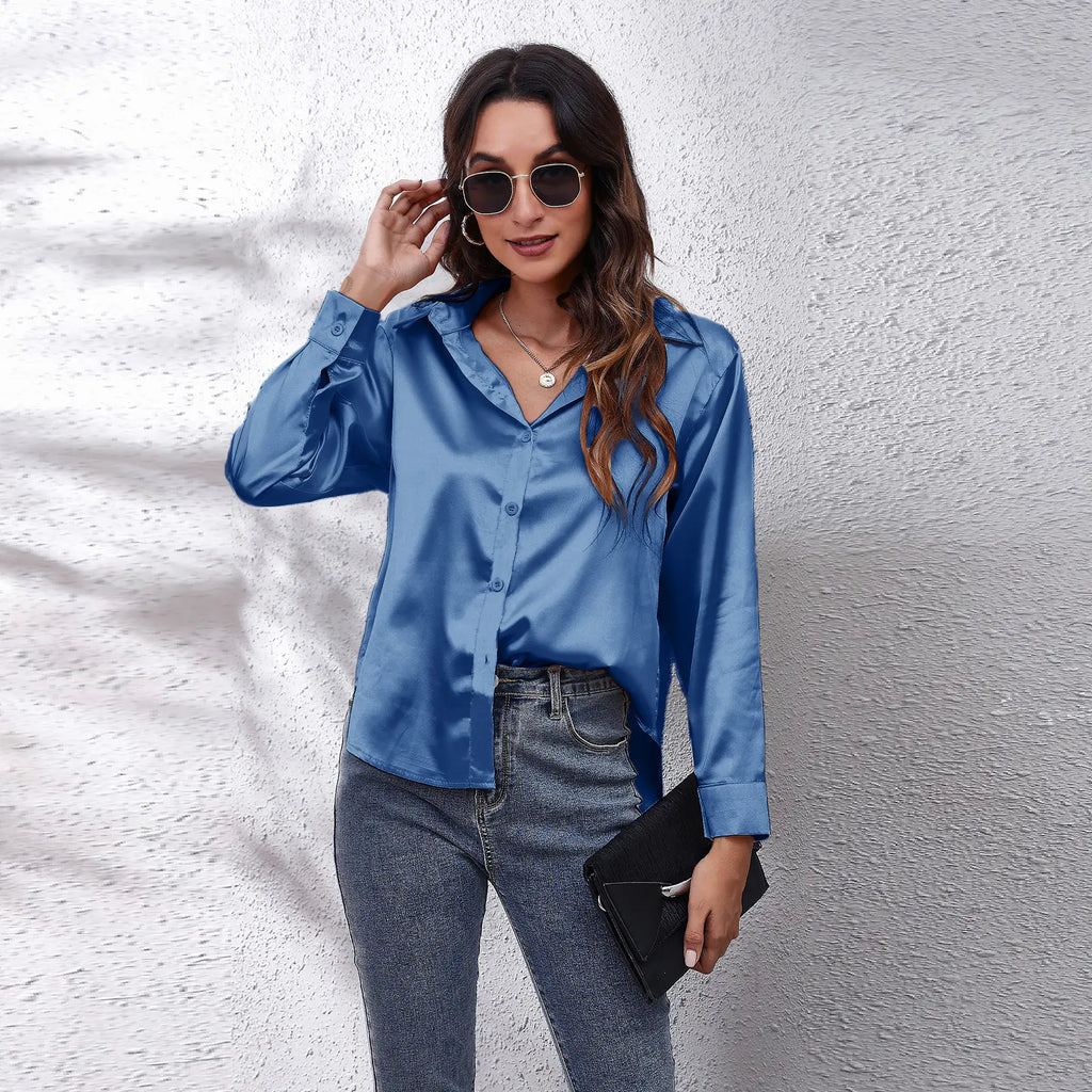 Elegant White Satin Shirt for Women