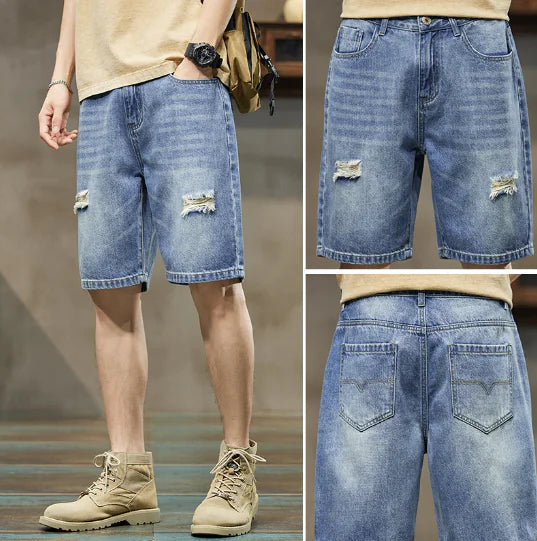 Men's Stretch Denim Five-Point Shorts