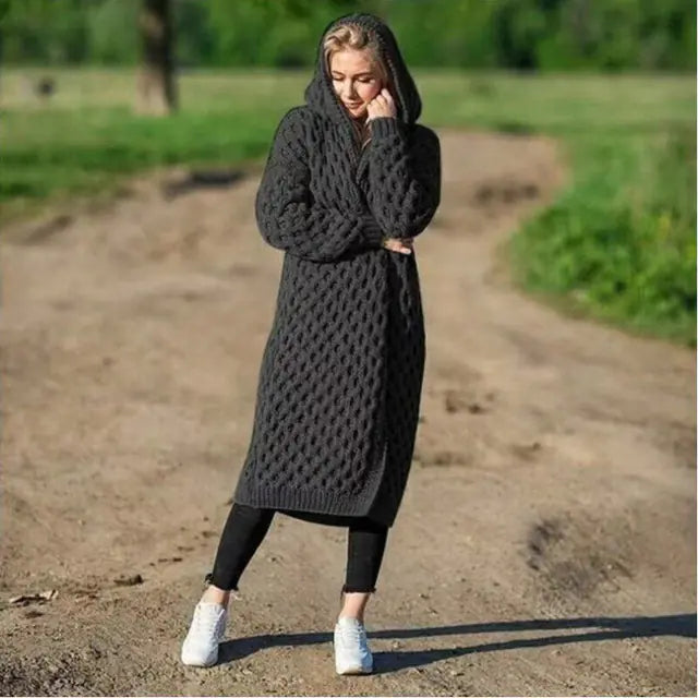 Oversized Knitted Cardigan and Hoodie for Women