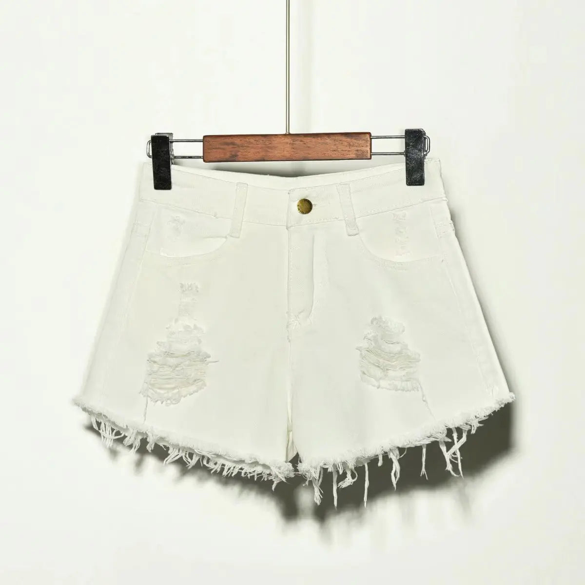 Women's Distressed Irregular Denim Shorts