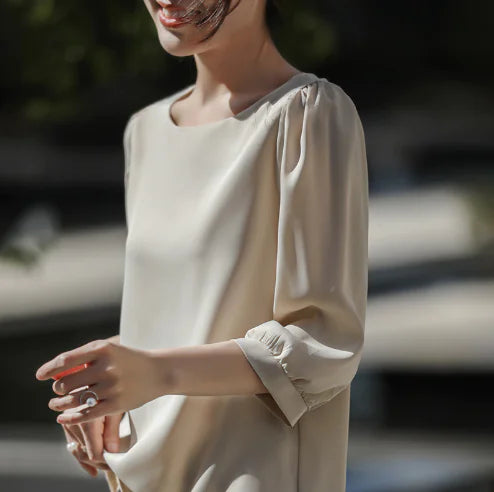 Silky Satin Half Sleeve T-Shirt for Women