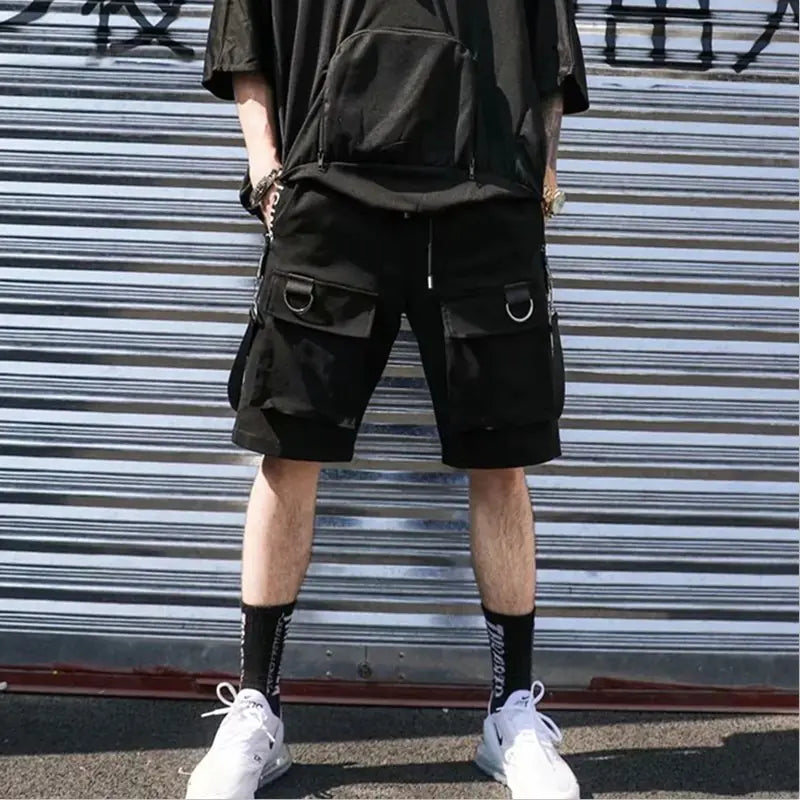 Trendy Black Hip-Hop Loose Shorts for Men