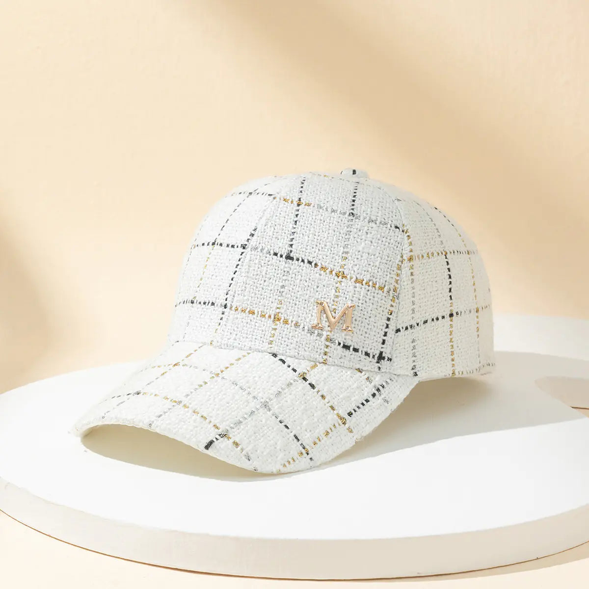 Personalized Women's Plaid M Baseball Cap Fashion