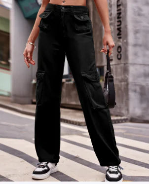 Casual Women's Jeans with Multi-pocket Design