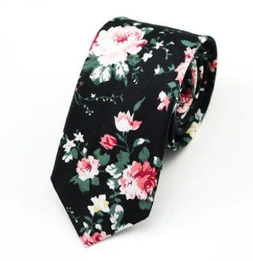 Xinclubna Korean Style Cotton Tie, 6cm Casual Print Tie