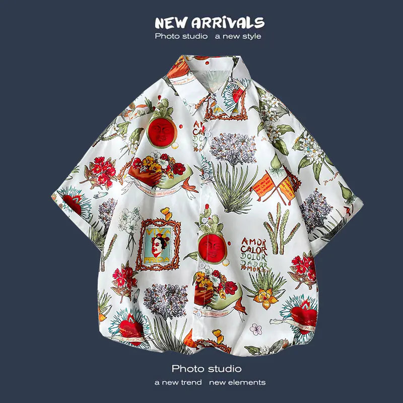 Chic Vintage Print Long Sleeve Shirt for Women