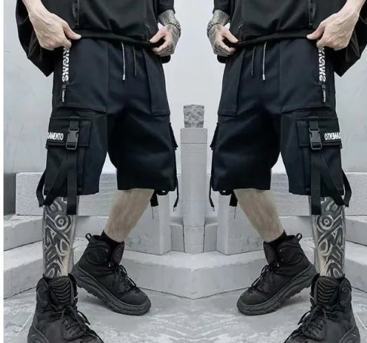 Trendy Black Hip-Hop Loose Shorts for Men