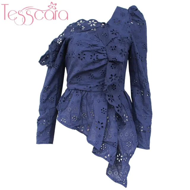 TESSCARA Luxury Embroidery Blouse Shirt for Women