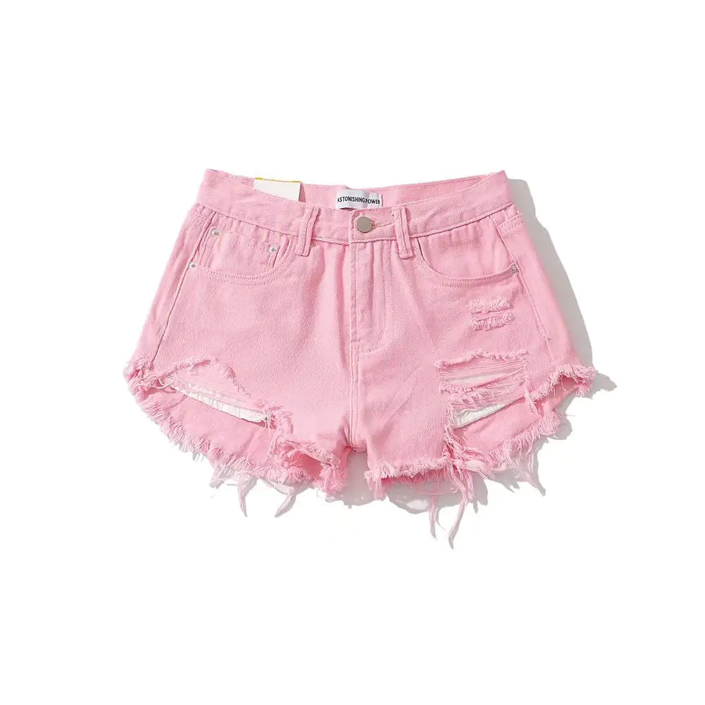Women's Low Waist Fringe Denim Shorts