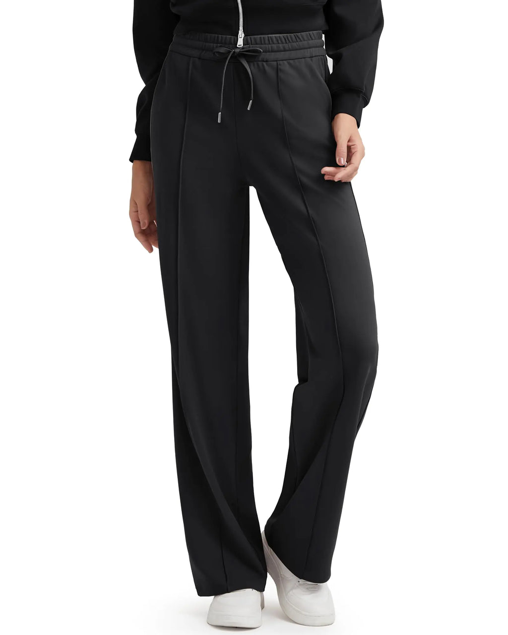G4Free Black Wide Leg Pants for Women Yoga Pants with Pockets High Waisted Casual Sweatpants Drawstring Athletic Pants Workout Walking Pants (BlackXL28")