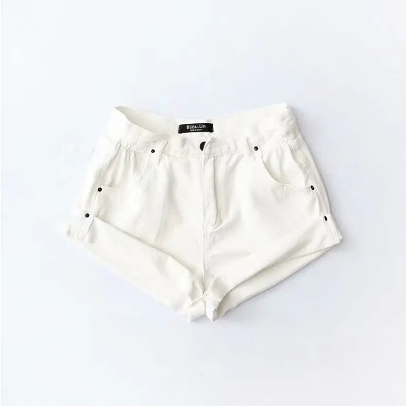 Women's Five-Color Elastic Waist Denim Shorts