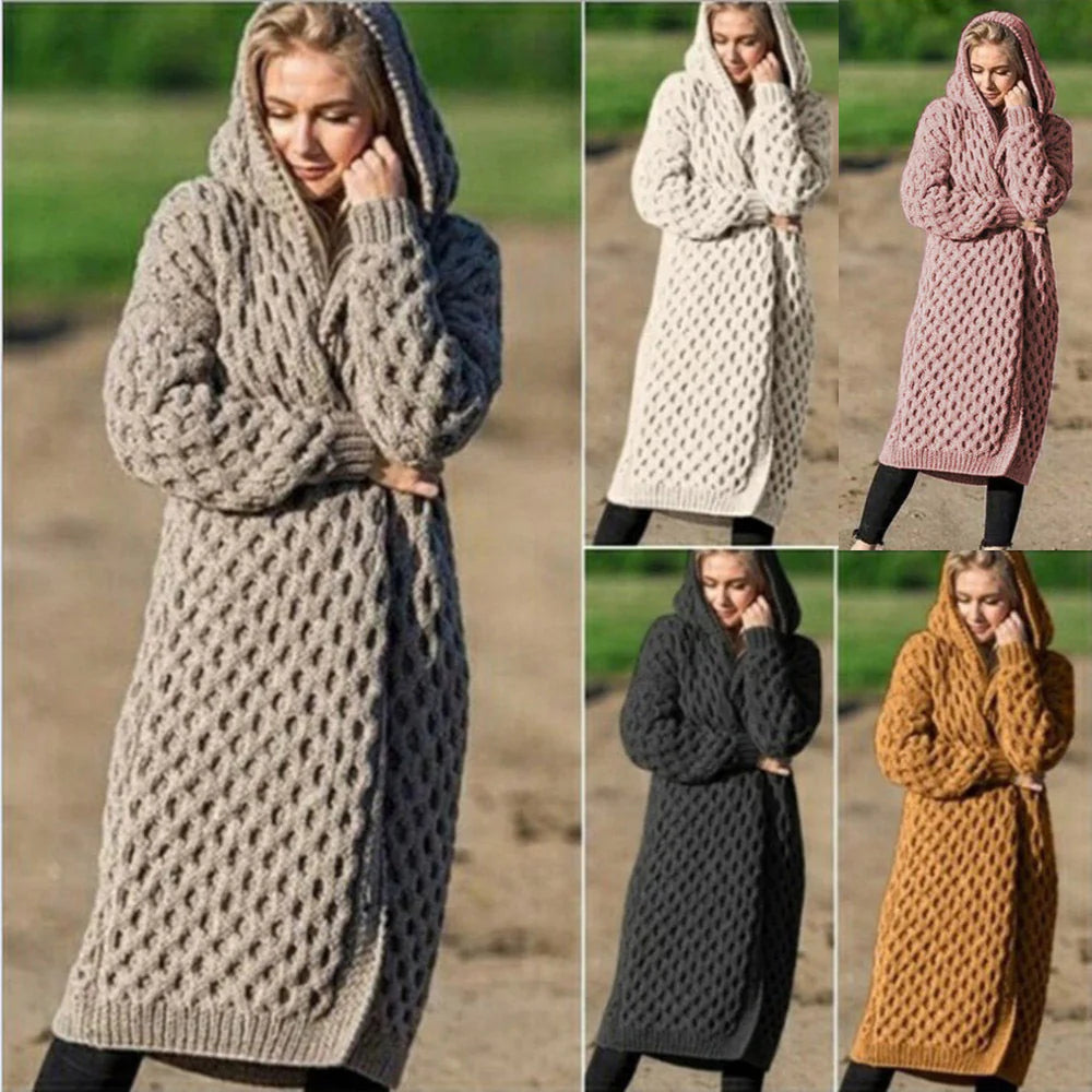 Oversized Knitted Cardigan and Hoodie for Women