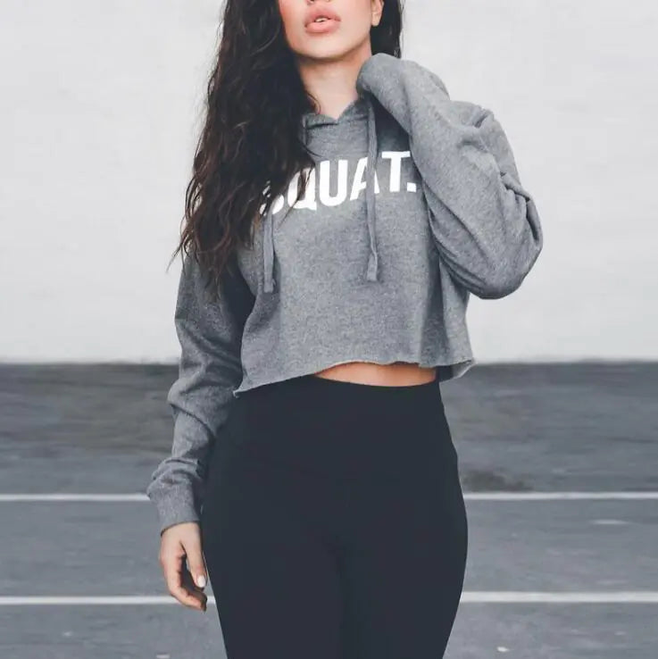 Cotton Lettered Long Sleeve Hoodie for Women