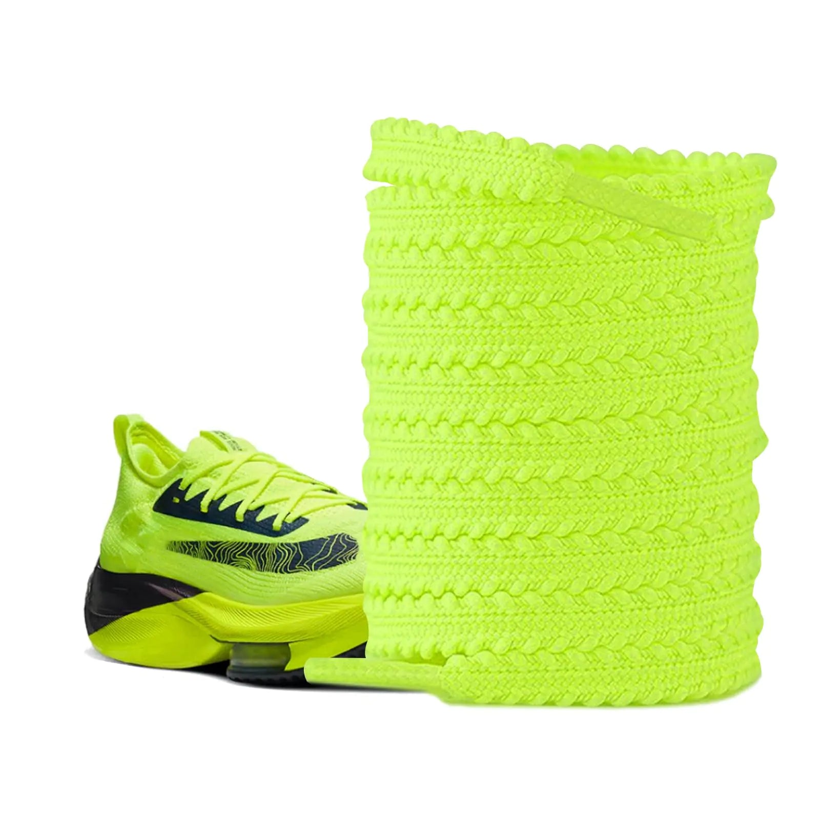 UamGlsob Running Shoe Laces for Sneakers Athletic Shoelaces Replacement Shoe Strings for Trainers Men Women Shoes (Fluorescent Green 63"/160cm)