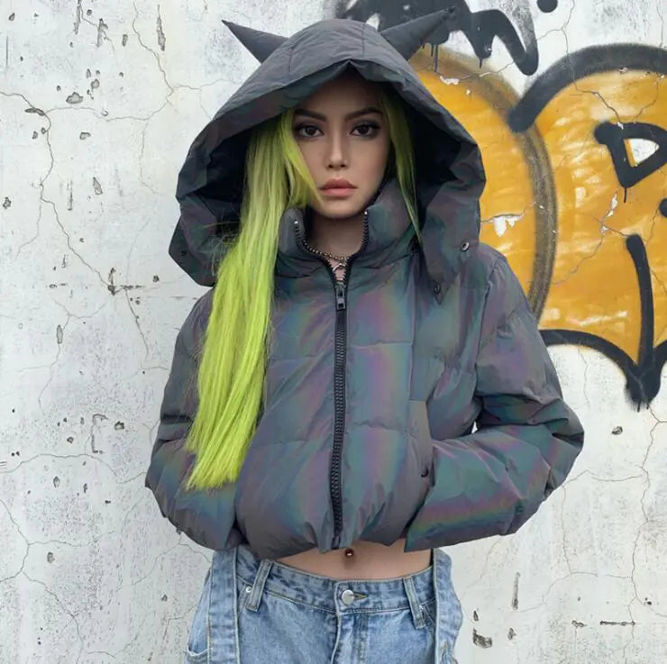 Reflective Jacket, Warm Coat, Women's Cotton Padded Jacket