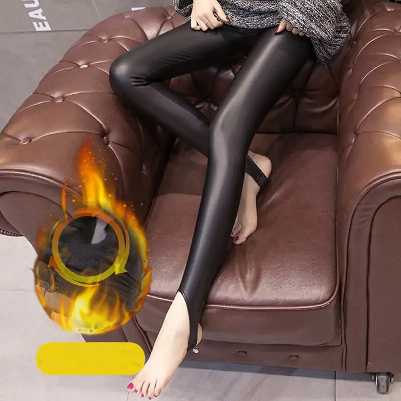Black Matte Leather Pants for Women