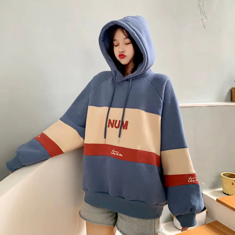 Winter Hoodie for Women with Embroidered Letters