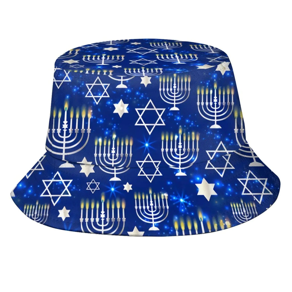 Funny Hanukkah Menorah Bucket Hat Packable Fashion Fisherman Hat Travel Beach Sun Hat