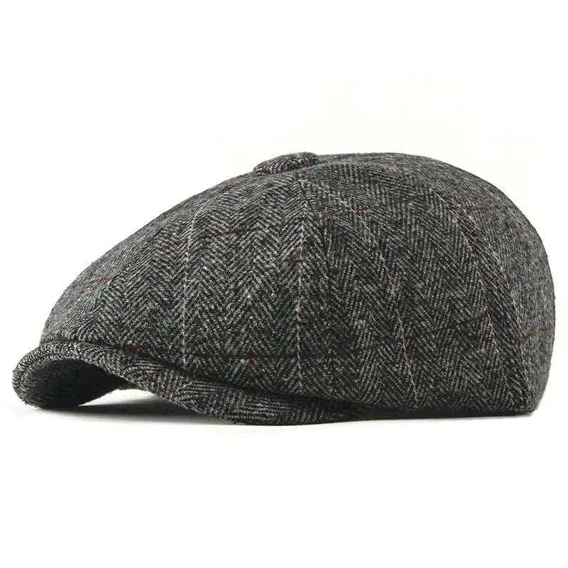 Men's Winter Painter Beret - Warm Octagonal Hat